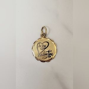 14K yellow gold Be My Valentine heart charm